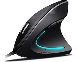 Elementkey ERGO1 - Ergonomisch Muis (Bedraad) - Comfortabel met Polssteun - LED licht - DPI verstelbaar - 6 Knoppen - Plug & Play - Zwart