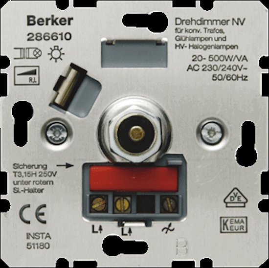 Berker Tronic dimmer - LED - 20 tot 500 watt - basiselement | bol.com