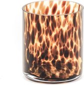 Cheetah Waxinelichthouder Amber Bruin -  Ø8 x H9 cm - Set van 2