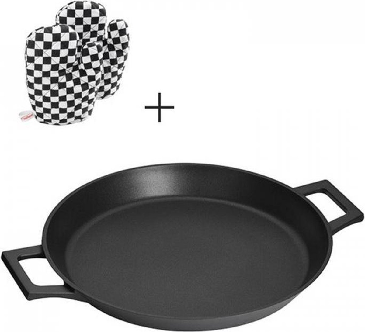 Inoxibar Absolut Black Paellapan met Handschoenen Cadeau, 32cm