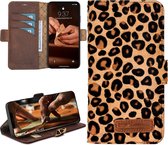 Bouletta iPhone 13 mini compatibel lederen BookCase hoesje - Furry Leopard