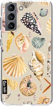 Casetastic Samsung Galaxy S21 4G/5G Hoesje - Softcover Hoesje met Design - Sea Shells Sand Print