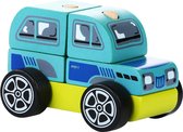 Cubika houten sorteerfiguur auto offroader blauw/rood