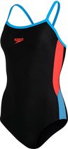 Speedo Dive Thinstrap Musclback Badpak Zwart/Blauw Dames - Maat 44