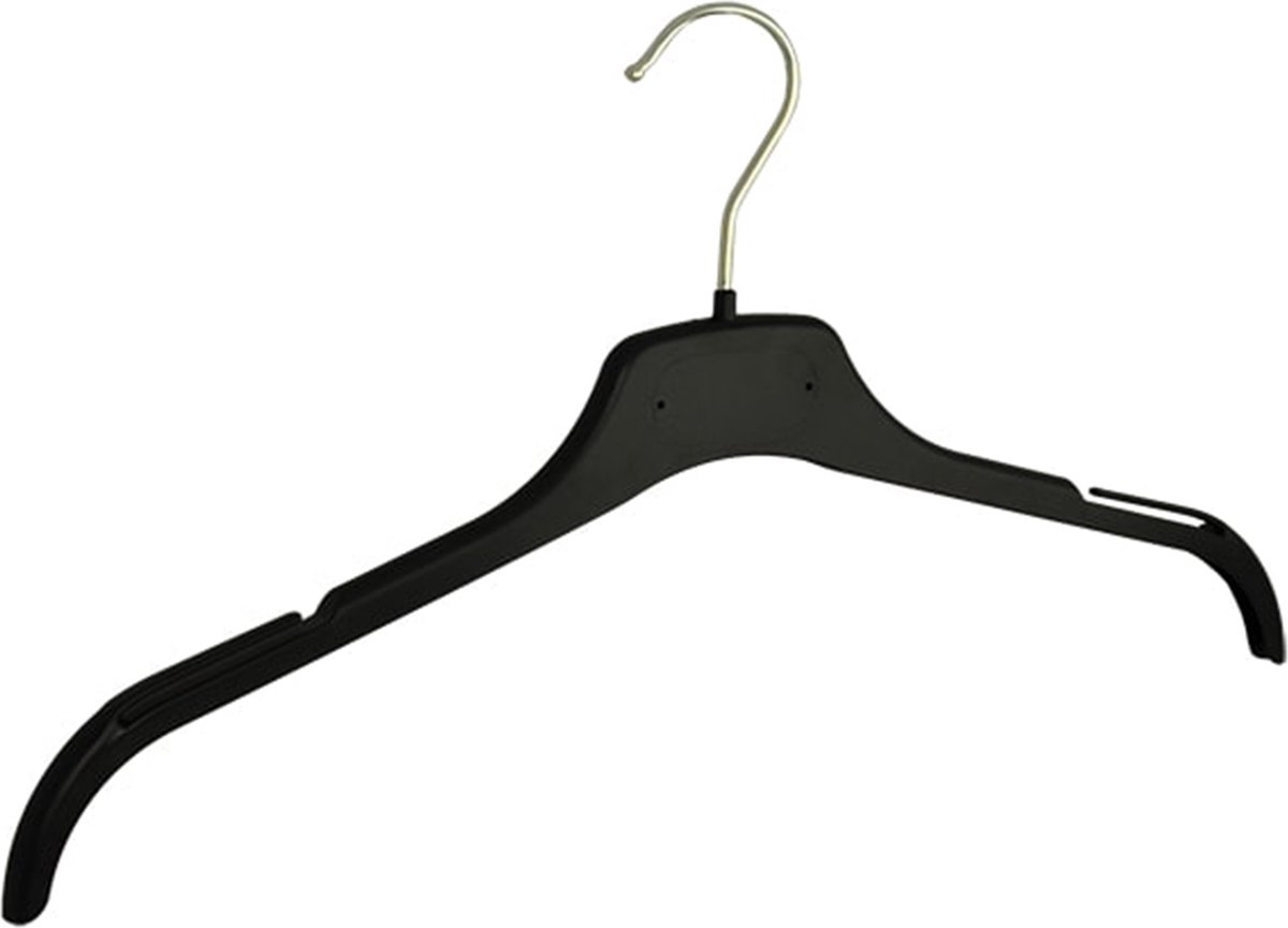 De Kledinghanger Gigant - 20 x Blousehanger / shirthanger kunststof zwart met rokinkepingen, 43 cm