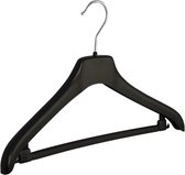 De Kledinghanger Gigant - 110 x Mantel / kostuumhanger kunststof zwart met schouderverbreding en broeklat, 38 cm