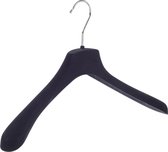 De Kledinghanger Gigant - 30 x Mantel / kostuumhanger kunststof velours zwart met schouderverbreding, 42 cm