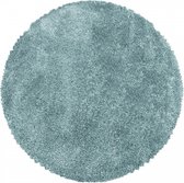 Extra hoogpolig shaggy vloerkleed Fluffy - rond - blauw - 160x160 cm