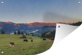 Tuindecoratie Koeien - Berg - Alpen - 60x40 cm - Tuinposter - Tuindoek - Buitenposter