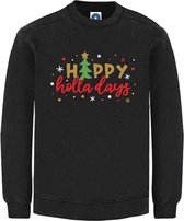 DAMES Kerst sweater -  HAPPY HOLLA DAYS - kersttrui - zwart - large -Unisex