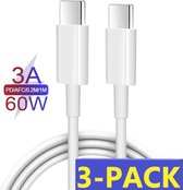 3x USB-C naar USB-C kabel - 1M - Geschikt voor USB-C Stekker / Adapter - Snellaadkabel Samsung S21 / S21FE / S21 Plus / S21 Ultra / A52 / A72 / A53 / A73 / A51 / A50 / A11 / A12 / A21 / A21s 
