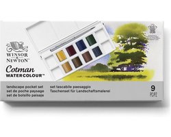 Winsor & Newton 0390673 Cotman Aquarelverf Set Landscape Pocket – 8 halve Watercolour napjes met reispenseel