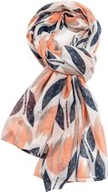 Lichte dames sjaal met grote tulpen motief | Wit | Mode accessoire | Geschenk