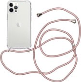 Telefoonhoesje met koord iPhone 12 / 12 Pro – Rosé Goud - Telefoonkoord – Telefoonhoes – Backcover met Koord – Telefoon Koord – Telefoonketting – Telefoonhoesje met Koord – Hoesje