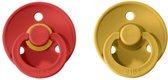 BIBS Fopspeen - Set van 2 -  Strawberry en Mustard - Maat 2 - Leeftijd 6 tot 18 maanden