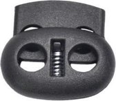 Allesvoordeliger - Cord lock 2 gats - zwart - mini - 16 x 17 mm / 4 stuks