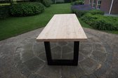 Industriële douglas tuintafel / eettafel 280cm met mat zwart U10x10-onderstel voor binnen en buiten