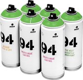 MTN 94 Fluorescent Green - groene spuitverf - 6 stuks - 400ml lage druk en matte afwerking
