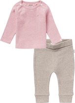 Noppies SET(2delig) Broekje NAURA TAUPE en Shirt NATAL ROSE - Maat 56