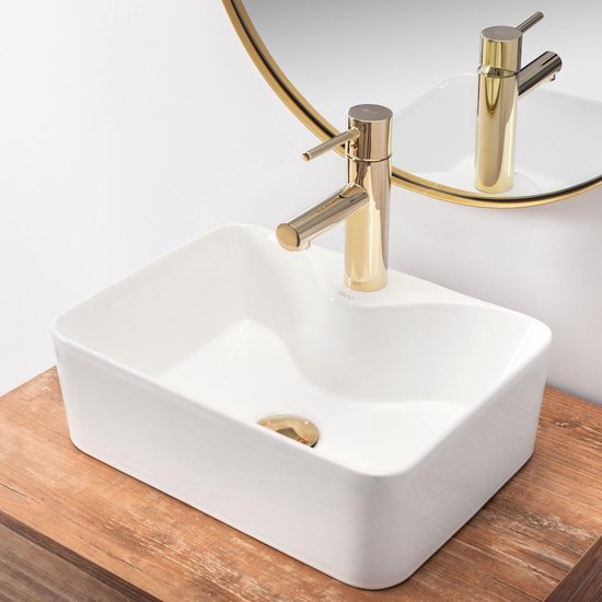 REA Kelly Mini Lavabo à poser / Lavabo - 41 x 31 x 13 cm. - Wit brillant