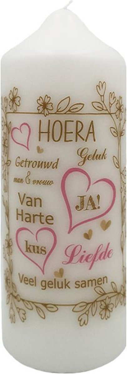 Huwelijkskaars Felicitatie Bruiloft Cadeau Kaars Hoera Getrouwd