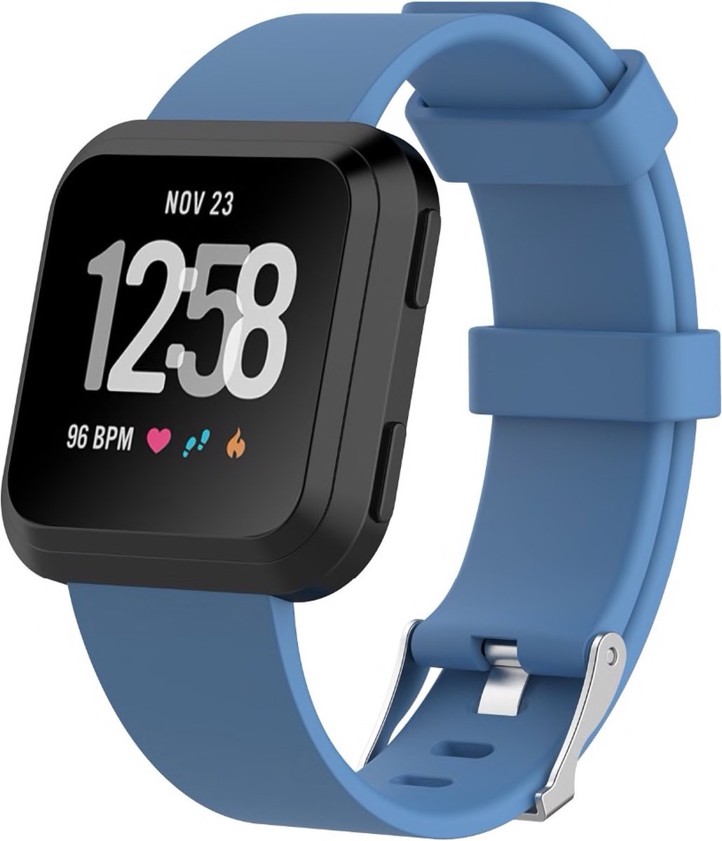 By Qubix - Compatible Fitbit bandje - geschikt voor Fitbit Versa 1 / 2 & Lite rubberen sport bandje - Blauw Smartwatchbandje bandje Armband Polsband Strap Band Watchband