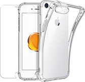 MP Case Shock Proof iPhone SE (2020) / 8 / 7  TPU Transparent Anti-Shock + 2x Screenprotector Tempered Glass