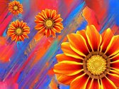 Diamond Painting Geschilderde Gerbera's 30x40cm. (Volledige bedekking - Vierkante steentjes) diamondpainting inclusief tools