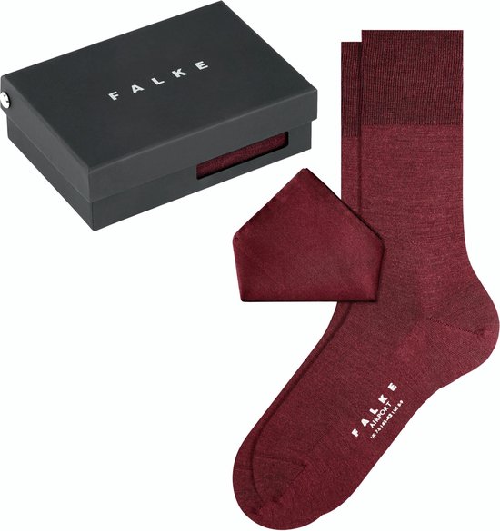 FALKE Airport Pocket Square Box hoge kwaliteit ademend mid-rise warme dikke winter ondoorzichtig geschenkset Merinowol Katoen Rood Heren sokken - Maat 39-40