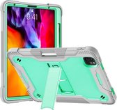 Siliconen + pc schokbestendige beschermhoes met houder voor iPad Pro 11 inch (grijs + groen)