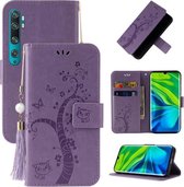Voor Geschikt voor Xiaomi Mi Note 10 Reliëf Lucky Tree Horizontale Flip Lederen Case met Houder & Kaartsleuf & Portemonnee & Lanyard (Paars)