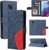 Voor Motorola Moto G Power 2021 Dual-color Splicing Horizontale Flip PU Lederen Case met Houder & Kaartsleuven & Portemonnee (Blauw)