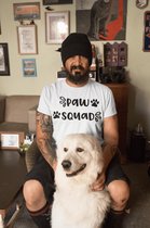 Paw Squad Unisex T-Shirt, Grappige En Schattige Hond T-Shirt, Hond Poot Tee, Cadeau Voor Hondenliefhebbers, Hondenliefhebbers Tee, D001-005W, L, Wit