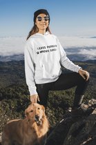 Less People More Dogs Hoodie,Grappige Hoodie,Unieke Cadeaus Voor Hondenliefhebbers,Schattig Sweatshirt,Kwaliteit Unisex Sweatshirt,D004-005W, 5XL, Wit