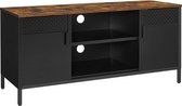 TV Kast - TV-Tafel - Met 3 Verstelbare Planken - Bruin Zwart