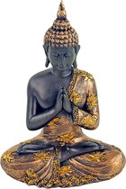 Biddende Boeddha antieke finish Thailand - 17x10x23 - 365 - Polyresin
