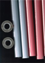 kaftpapier extra sterk  afmeting 300/ 46,5 cm/ 5 stuks roze/ grijs/  met 2 rollen plakband/ schaar