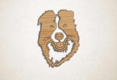 Wanddecoratie - Vrolijke Border Collie hond - M - 82x60cm - Eiken - muurdecoratie - Line Art