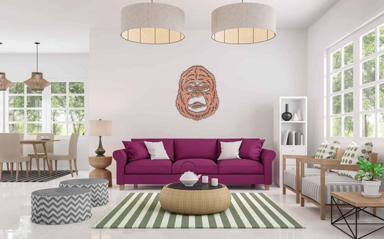 Décoration murale - Tête de Gorilla - M - 77x60cm - Contreplaqué - décoration murale - Line Art