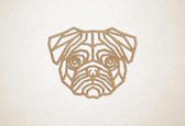 Wanddecoratie - Hond - Pug - M - 60x73cm - Eiken - muurdecoratie - Line Art