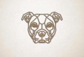 Line Art - Hond - Amerikaanse Bulldog - S - 45x59cm - Eiken - geometrische wanddecoratie