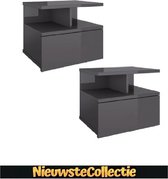 !!! DEAL!!! Nachtkast - Rechthoek - Spaanplaat - Hoogglans grijs - Kinderen - Kast - Zwevend- Luxe - Nachtkastje - Modern - Nieuwste Collectie