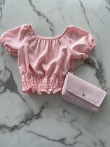 Meisjes shirt, t-shirt voor meisjes met een bijpassend tasje, ibiza - vakantie - strand - zomer shirtje "Roze" verkrijgbaar in de maten 104/4 t/m 164/14
