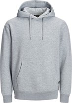 JACK & JONES relaxt fit trui katoen - soft hoodie middeldik - licht grijs melange -  Maat: M