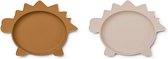 Olivia Plate-2 Pack Siliconen Bordjes Plate Dino Rose / Mustard Mix | Liewood