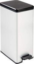prullenbak| vuilnisemmer| prullenbak 40 liter| prullenmand| afvalbak| afvalemmer Slim 40 L, plastic, zwart/zilver metallic, 42 x 25 x 61 cm|B00LBAPX8C|