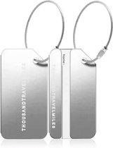 Thousandtravelmiles® – Aluminium Bagagelabel Zilver – Kofferlabel – Bagagelabel voor koffers en tassen – Reislabel voor bagage – Adreslabels – 2 stuks – Zilver