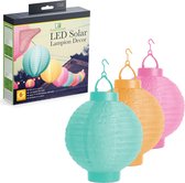 Garden of Eden - Set van 3 - Stoffen Solar LED Tuinverlichting / Sfeerverlichting voor Buiten - Waterbestendig - Hangende Lampionnen - Op Zonne-Energie - ⌀ 21cm