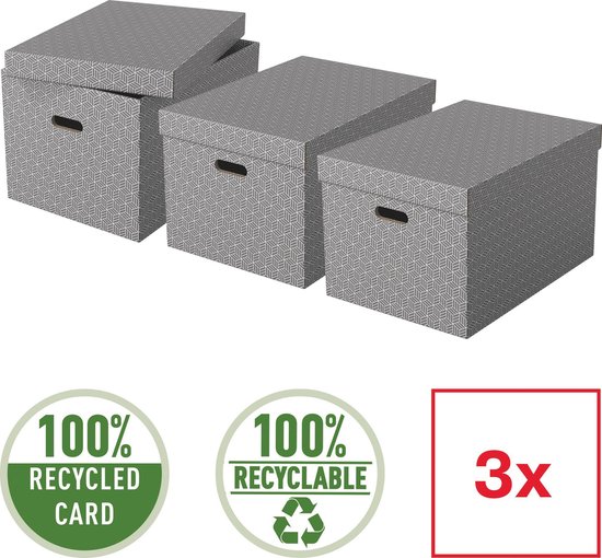 Esselte Home Duurzame Grote Opbergdoos met Deksel, Set van 3 Stuks - 100%  Gerecycled... | bol.com