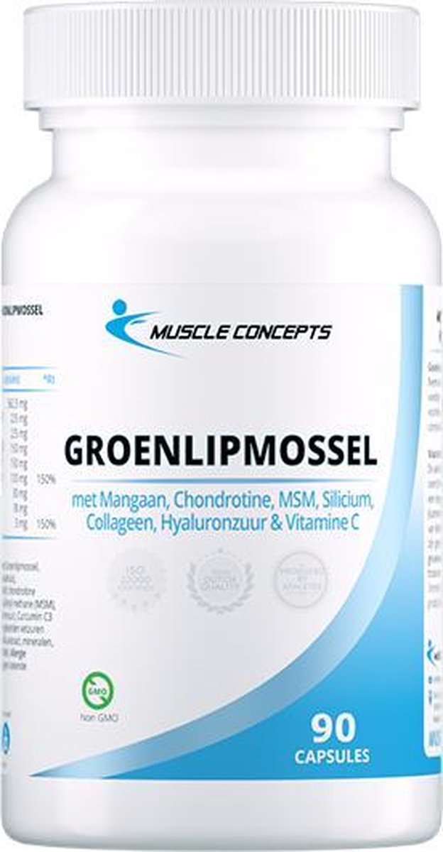 Goedkoopste Groenlipmossel - Incl. Kurkuma C3, MSM en Biocell - 90 capsules | Muscle Concepts